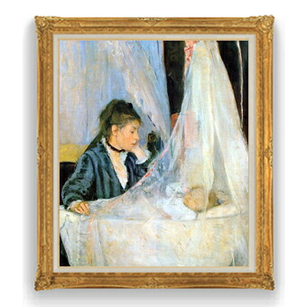 【油絵 直筆仕上げ】ベルト・モリゾ ゆりかご F30サイズ 【油彩 国内生産 インテリア】絵画 販売 30号 大きな絵画サイズ 額入り 人物画 額縁 1039&times;857mm 複製画 送料無料｜絵画販売アートレスト