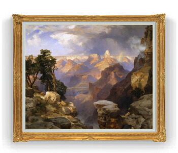 【油絵 直筆仕上げ】トーマス・モラン Grand Canyon with Rainbow F30サイズ 【油彩 国内生産 インテリア】絵画 販売 30号 大きな絵画サイズ 額入り 抽象画 額縁 1039&times;857mm 複製画 送料無料｜絵画販売アートレスト