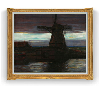 【油絵 直筆仕上げ】ピート・モンドリアン Stammer Mill with Streaked Sky F30サイズ 【油彩 国内生産 インテリア】絵画 販売 30号 大きな絵画サイズ 額入り 抽象画 額縁 1039&times;857mm 複製画 送料無料｜絵画販売アートレスト