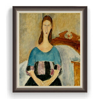 【油絵 直筆仕上げ】モディリアーニ Portrait of Jeanne Hebuterne F30サイズ 【油彩 国内生産 インテリア】絵画 販売 30号 大きな絵画サイズ 額入り 人物画 額縁 1070&times;887mm 複製画 送料無料｜絵画販売アートレスト