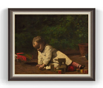 楽天市場】【油絵 直筆仕上げ】イーキンズ 遊んでいる赤ちゃん F50