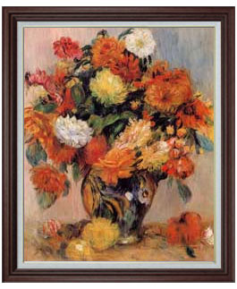 油彩画 在庫有 ルノワール 花瓶の花 ｆ30 油絵 送料無料 30号 静物画 ブラウン額縁 1070 7mm 複製画 油彩 国内生産 インテリア 絵画 販売 直筆仕上げ Kwakuku Com