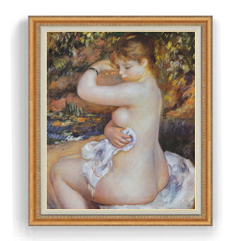 【油絵 直筆仕上げ】ルノワール 浴後 F30サイズ 【油彩 国内生産 インテリア】絵画 販売 30号 大きな絵画サイズ 額入り 人物画 額縁 1070&times;887mm 複製画 送料無料｜絵画販売アートレスト