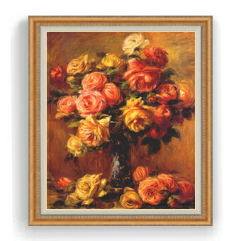 【油絵 直筆仕上げ】ルノワール バラの花瓶(2) F30サイズ 【油彩 国内生産 インテリア】絵画 販売 30号 大きな絵画サイズ 額入り 静物画 額縁 1070&times;887mm 複製画 送料無料｜絵画販売アートレスト