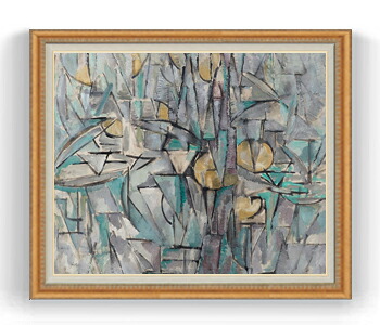 【油絵 直筆仕上げ】ピート・モンドリアン Composition X F30サイズ 【油彩 国内生産 インテリア】絵画 販売 30号 大きな絵画サイズ 額入り 抽象画 額縁 1070&times;887mm 複製画 送料無料｜絵画販売アートレスト