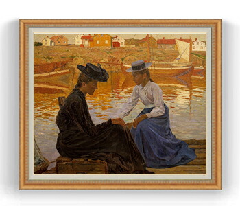 【油絵 直筆仕上げ】ウィルヘルムセン The BayCarl F30サイズ 【油彩 国内生産 インテリア】絵画 販売 30号 大きな絵画サイズ 額入り 風景画 額縁 1070×887mm 複製画 送料無料