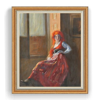 【油絵 直筆仕上げ】カルネイロ Young Lady from Minho F30サイズ 【油彩 国内生産 インテリア】絵画 販売 30号 大きな絵画サイズ 額入り 風景画 額縁 1070×887mm 複製画 送料無料
