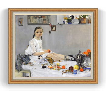 【油絵 直筆仕上げ】フェーシン Portrait of Varya Adoratskaya F30サイズ 【油彩 国内生産 インテリア】絵画 販売 30号 大きな絵画サイズ 額入り 人物画 額縁 1070×887mm 複製画 送料無料
