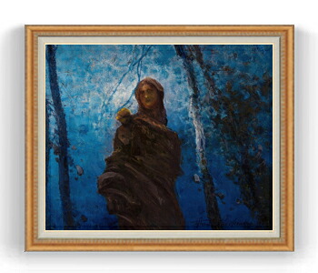 【油絵 直筆仕上げ】ヴァンキエ 月夜 F30サイズ 【油彩 国内生産 インテリア】絵画 販売 30号 大きな絵画サイズ 額入り 抽象画 額縁 1070&times;887mm 複製画 送料無料｜絵画販売アートレスト