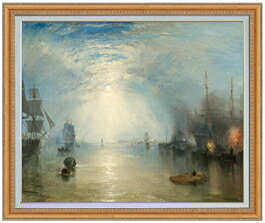 【油絵 直筆仕上げ】ターナー Keelmen Heaving in Coals by Moonlight F30 【油彩 国内生産 インテリア】絵画 販売 30号 大きな絵画サイズ 額入り 風景画 額縁 1070&times;887mm 複製画 送料無料｜絵画販売アートレスト