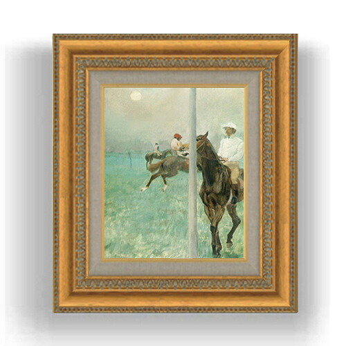 【油絵 直筆仕上げ】ドガ Jockeys Before the Race F3サイズ 額入り 油絵直筆仕様げ 422×370mm 額縁ガラス板 | 絵画 アート インテリア 壁掛け複製画