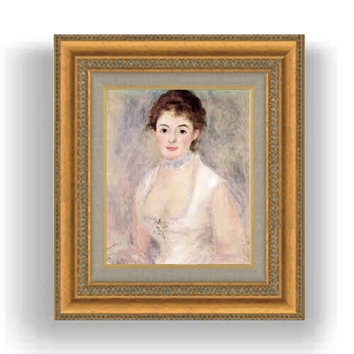 【油絵 直筆仕上げ】ルノワール アンリオ夫人 F3サイズ 額入り 油絵直筆仕様げ 422×370mm 額縁ガラス板 ｜ 絵画 アート インテリア 壁掛け複製画