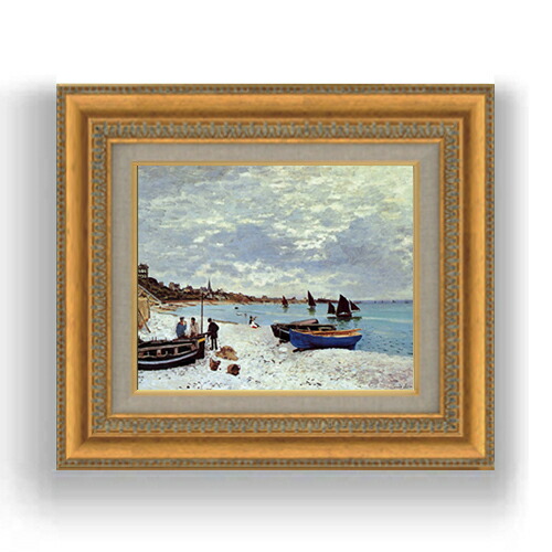 【油絵 直筆仕上げ】クロード・モネ The Beach at Sainte -Adresse F3サイズ 額入り 油絵直筆仕様げ 422×370mm 額縁ガラス板 ｜ 絵画 アート インテリア 壁掛け複製画 13,350円