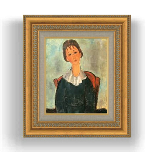 【油絵 直筆仕上げ】モディリアーニ 少女の肖像 F3サイズ 額入り 油絵直筆仕様げ 422×370mm 額縁ガラス板 ｜ 絵画 アート インテリア 壁掛け複製画