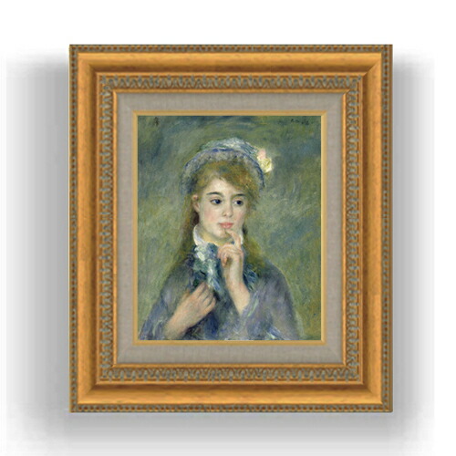 【油絵 直筆仕上げ】ルノワール 若い娘の肖像 F3サイズ 額入り 油絵直筆仕様げ 422×370mm 額縁ガラス板 ｜ 絵画 アート インテリア 壁掛け複製画