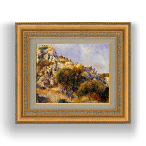 【油絵 直筆仕上げ】ルノワール エスタックの崖 F3サイズ 額入り 油絵直筆仕様げ 422×370mm 額縁ガラス板 ｜ 絵画 アート インテリア 壁掛け複製画