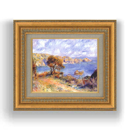 【油絵 直筆仕上げ】ルノワール ガーンジーの風景 F3サイズ 額入り 油絵直筆仕様げ 422×370mm 額縁ガラス板 ｜ 絵画 アート インテリア 壁掛け複製画