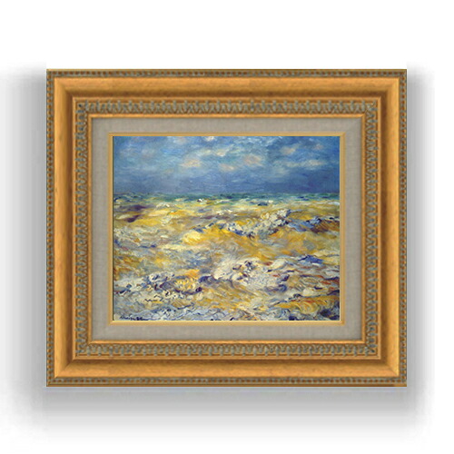 【油絵 直筆仕上げ】ルノワール ベルヌヴァルの岬 F3サイズ 額入り 油絵直筆仕様げ 422×370mm 額縁ガラス板 ｜ 絵画 アート インテリア 壁掛け複製画