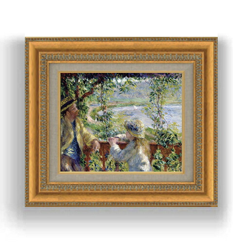 【油絵 直筆仕上げ】ルノワール 水辺にて F3サイズ 額入り 油絵直筆仕様げ 422&times;370mm 額縁板 ｜ 絵画 アート インテリア 壁掛け複製画｜絵画販売アートレスト