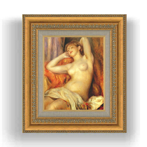 【油絵 直筆仕上げ】ルノワール 眠る女 F3サイズ 額入り 油絵直筆仕様げ 422×370mm 額縁ガラス板 ｜ 絵画 アート インテリア 壁掛け複製画