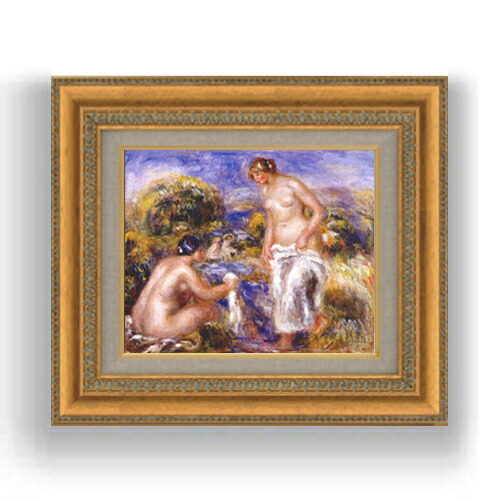 【油絵 直筆仕上げ】ルノワール 浴女 F3サイズ 額入り 油絵直筆仕様げ 422×370mm 額縁ガラス板 ｜ 絵画 アート インテリア 壁掛け複製画