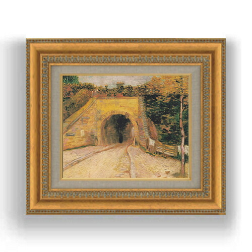 【油絵 直筆仕上げ】ゴッホ トンネルのある道 F3サイズ 額入り 油絵直筆仕様げ 422×370mm 額縁ガラス板 ｜ 絵画 アート インテリア 壁掛け複製画