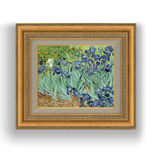 【油絵 直筆仕上げ】ゴッホ アイリス F3サイズ 額入り 油絵直筆仕様げ 422&times;370mm 額縁板 ｜ 絵画 アート インテリア 壁掛け複製画｜絵画販売アートレスト