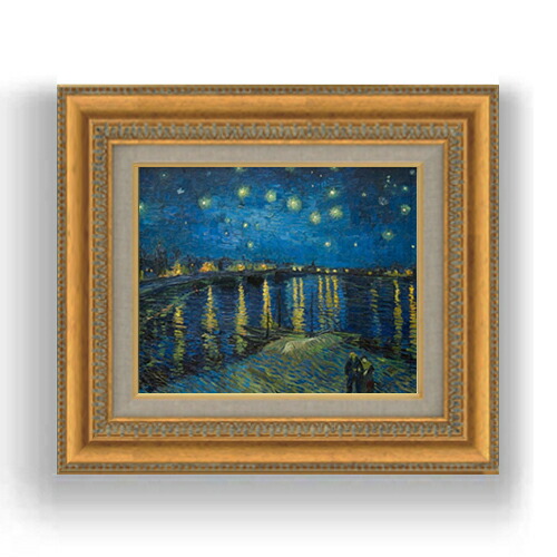 楽天市場】【油絵 直筆仕上げ】ゴッホ ローヌ川の星月夜 SMサイズ 額