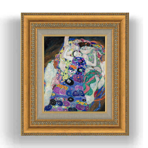 【油絵 直筆仕上げ】クリムト The Virgin F3サイズ 額入り 油絵直筆仕様げ 422×370mm 額縁ガラス板 | 絵画 アート インテリア 壁掛け複製画