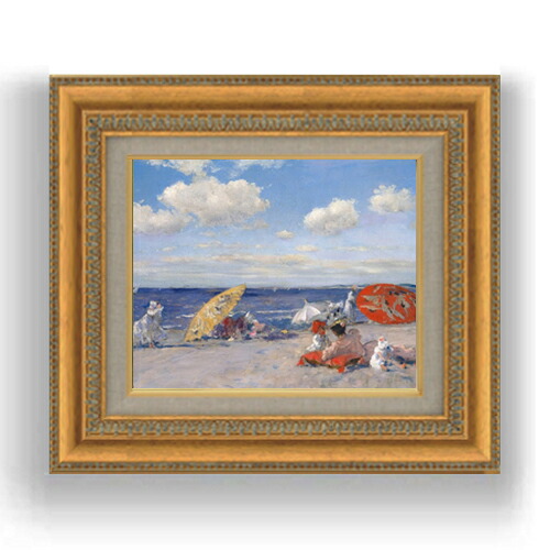 【油絵 直筆仕上げ】チェイス At the Seaside F3サイズ 額入り 油絵直筆仕様げ 422×370mm 額縁ガラス板 ｜ 絵画 アート インテリア 壁掛け複製画