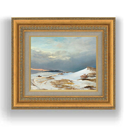 【油絵 直筆仕上げ】ルンドビー Winter Landscape F3サイズ 額入り 油絵直筆仕様げ 422×370mm 額縁ガラス板 ｜ 絵画 アート インテリア 壁掛け複製画