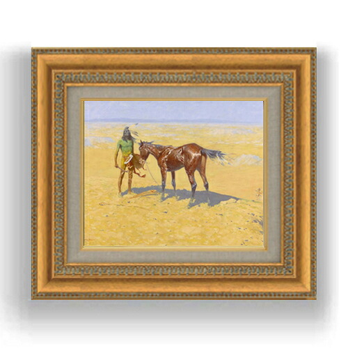 【油絵 直筆仕上げ】レミントン Ridden Down F3サイズ 額入り 油絵直筆仕様げ 422×370mm 額縁ガラス板 ｜ 絵画 アート インテリア 壁掛け複製画