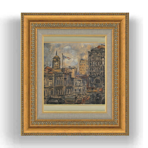 【油絵 直筆仕上げ】ガルシア 市庁舎 F3サイズ 額入り 油絵直筆仕様げ 422×370mm 額縁ガラス板 ｜ 絵画 アート インテリア 壁掛け複製画