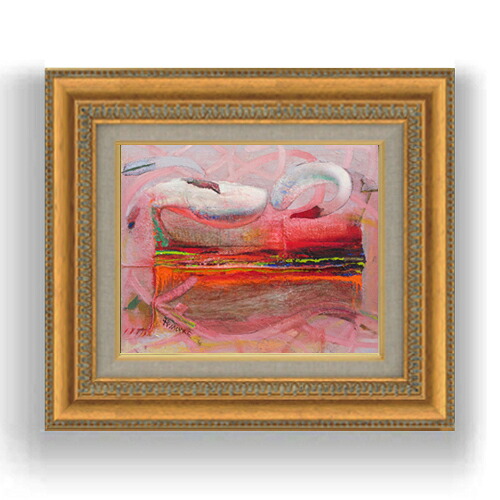 【油絵 直筆仕上げ】ペースケ スワンカーペット F3サイズ 額入り 油絵直筆仕様げ 422×370mm 額縁ガラス板 ｜ 絵画 アート インテリア 壁掛け複製画