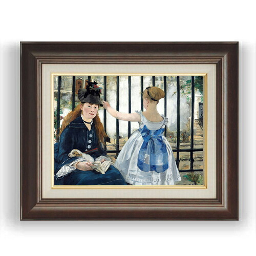 【油絵 直筆仕上げ】マネ 鉄道 F4 【額入り】 絵画 販売 4号 油彩 風景画 461×370mm 複製画 送料無料 プレゼント ギフト 開店祝い 開業祝い 退職祝い 新築祝い リビング 玄関 モダン 壁掛け