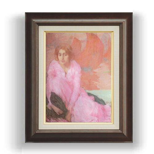【油絵 直筆仕上げ】アマン・ジャン ピンクのドレス F4 【額入り】 絵画 販売 4号 油彩 人物画 461×370mm 複製画 送料無料 プレゼント ギフト 開店祝い 開業祝い 退職祝い 新築祝い リビング 玄関 モダン 壁掛け