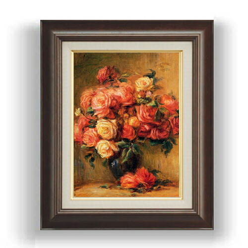 楽天市場】【油絵 直筆仕上げ】ルノワール バラのある静物 F4 【額入り