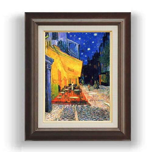 【油絵 直筆仕上げ】ゴッホ 夜のカフェテラス F4  【額入り】 絵画 販売 4号 油彩 風景画 461×370mm 複製画 送料無料 プレゼント ギフト 開店祝い 開業祝い 退職祝い 新築祝い リビング 玄関 モダン 壁掛け