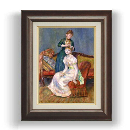 【油絵 直筆仕上げ】ルノワール 髪かざり F4 【額入り】 絵画 販売 4号 油彩 人物画 461×370mm 複製画 送料無料 プレゼント ギフト 開店祝い 開業祝い 退職祝い 新築祝い リビング 玄関 モダン 壁掛け