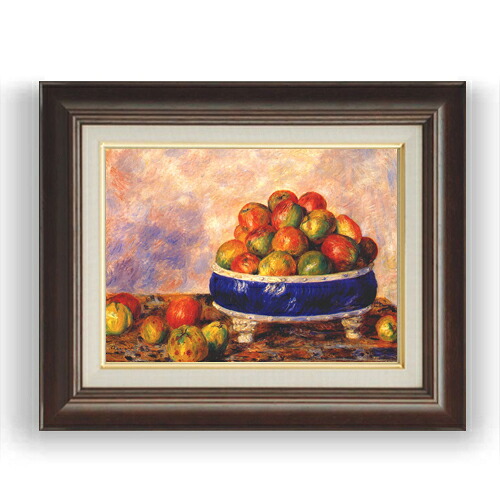 【油絵 直筆仕上げ】ルノワール 皿のリンゴ F4 【額入り】 絵画 販売 4号 油彩 風景画 461×370mm 複製画 送料無料 プレゼント ギフト 開店祝い 開業祝い 退職祝い 新築祝い リビング 玄関 モダン 壁掛け