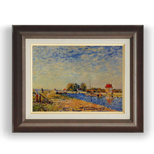 【油絵 直筆仕上げ】シスレー セーヌ・エ・マルヌの朝日 F4 【額入り】 絵画 販売 4号 油彩 風景画 461×370mm 複製画 送料無料 プレゼント ギフト 開店祝い 開業祝い 退職祝い 新築祝い リビング 玄関 モダン 壁掛け