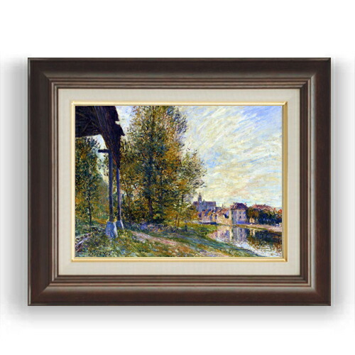 【油絵 直筆仕上げ】シスレー モレ郊外にて F4 【額入り】 絵画 販売 4号 油彩 風景画 461×370mm 複製画 送料無料 プレゼント ギフト 開店祝い 開業祝い 退職祝い 新築祝い リビング 玄関 モダン 壁掛け