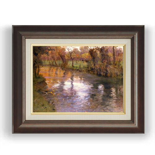 【油絵 直筆仕上げ】フリット・タヴロー 川の畔の果樹園 F4 【額入り】 絵画 販売 4号 油彩 風景画 461×370mm 複製画 送料無料 プレゼント ギフト 開店祝い 開業祝い 退職祝い 新築祝い リビング 玄関 モダン 壁掛け