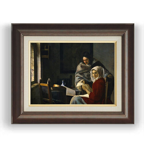 【油絵 直筆仕上げ】フェルメール 青衣の女 F4 【額入り】 絵画 販売 4号 油彩 人物画 461×370mm 複製画 送料無料 プレゼント ギフト 開店祝い 開業祝い 退職祝い 新築祝い リビング 玄関 モダン 壁掛け