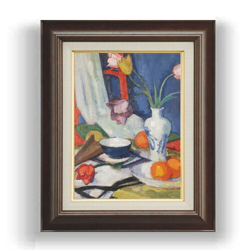 【油絵 直筆仕上げ】サミュエル・ペプロー Still Life with Tulips and Oranges F4 【額入り】 絵画 販売 4号 油彩 抽象画 461×370mm 複製画 送料無料 プレゼント ギフト 開店祝い 開業祝い 退職祝い 新築祝い リビング 玄関 モダン 壁掛け