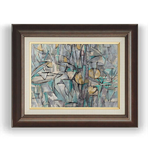【油絵 直筆仕上げ】ピート・モンドリアン Composition X F4 【額入り】 絵画 販売 4号 油彩 抽象画 461×370mm 複製画 送料無料 プレゼント ギフト 開店祝い 開業祝い 退職祝い 新築祝い リビング 玄関 モダン 壁掛け
