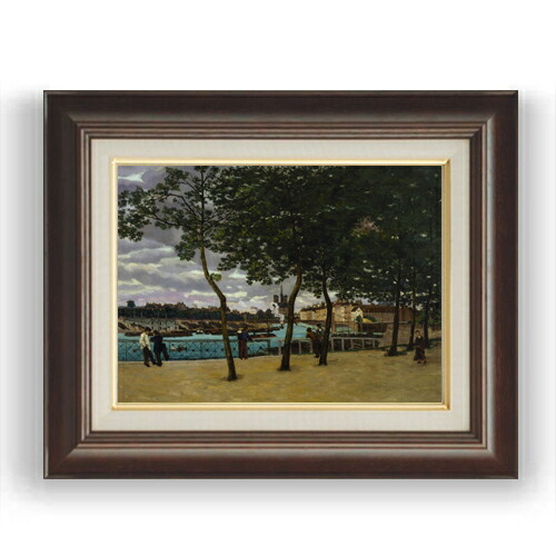 【油絵 直筆仕上げ】ギヨマン View of the Seine, Paris F4 【額入り】 絵画 販売 4号 油彩 風景画 461×370mm 複製画 送料無料 プレゼント ギフト 開店祝い 開業祝い 退職祝い 新築祝い リビング 玄関 モダン 壁掛け