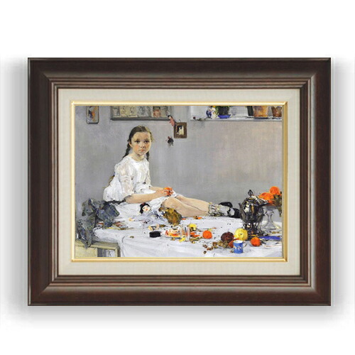 【油絵 直筆仕上げ】フェーシン Portrait of Varya Adoratskaya F4 【額入り】 絵画 販売 4号 油彩 人物画 461×370mm 複製画 送料無料 プレゼント ギフト 開店祝い 開業祝い 退職祝い 新築祝い リビング 玄関 モダン 壁掛け