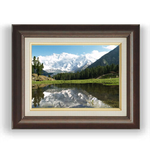 【油絵 直筆仕上げ】山麓を望む F4サイズ 額入り 油彩 風景画 オリジナルインテリア絵画 風水画 461&times;370mm 複製画 送料無料 プレゼント ギフト 開店祝い 開業祝い 退職祝い 新築祝い リビング 玄関 モダン アートフレーム 壁掛け｜絵画販売アートレスト