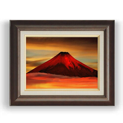 絵画　水彩画　風景画　「赤富士」 shiro 作　額付き　F8サイズ 絵画 水彩画 風景画 「赤富士」 shiro 作 額付き F8サイズ 絵画